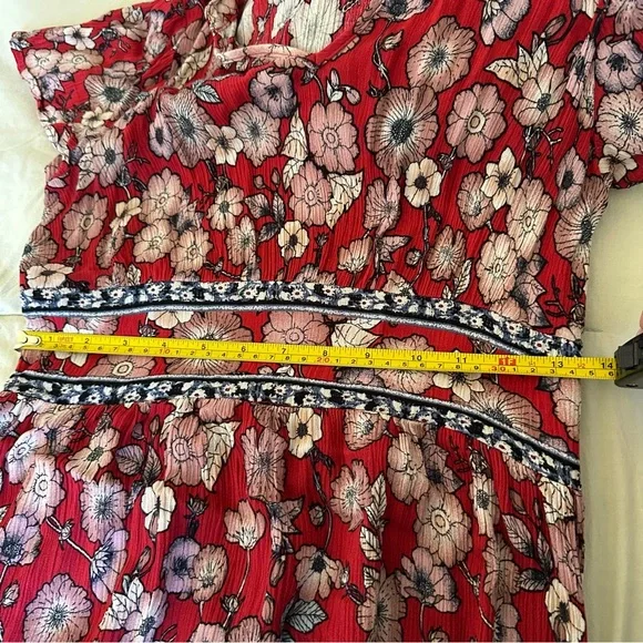 Red Midi Sundress with Smocked Tiered Design for Casual Wear - Picture 11 of 11